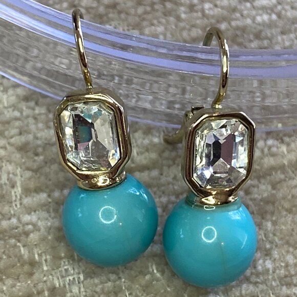 Anne Klein Vintage Faux Turquoise Pearl & Citrine Glass Stone Necklace Set - Picture 13 of 15